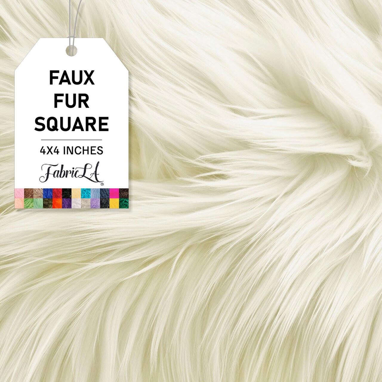 FabricLA | Faux Fur Fabric Square | 4" X 4" Inch Wide Pre-Cut Shaggy | Fake Fur Fabric | DIY, Craft Fur Decoration, Fashion Accessory, Hobby | Off White